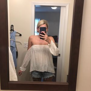 White off the shoulder flowy top